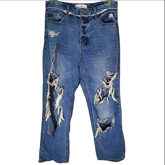 KanCan Ultra Distressed Edgy 90's Boyfriend Jeans Button Fly Size 11 - Picture 2 of 10